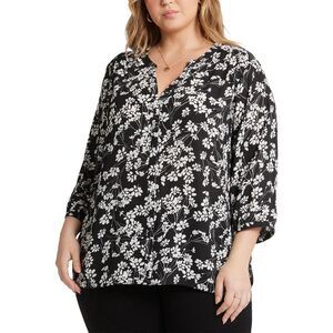 Nydj Womens Plus Pintuck Blouse